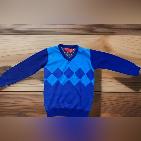 Elie Balleh Boy’s Argyle V Neck Sweater size large 6-7 like new - Picture 2 of 5